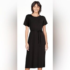 Time and Tru Black Short-Sleeve Belted Maxi Dress size XS